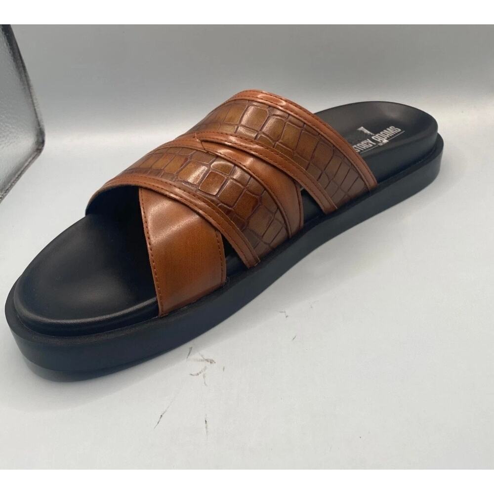 Stacy Adams 10m men’s croco embossed slides.